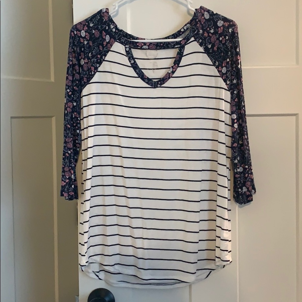 Floral & Striped Tee